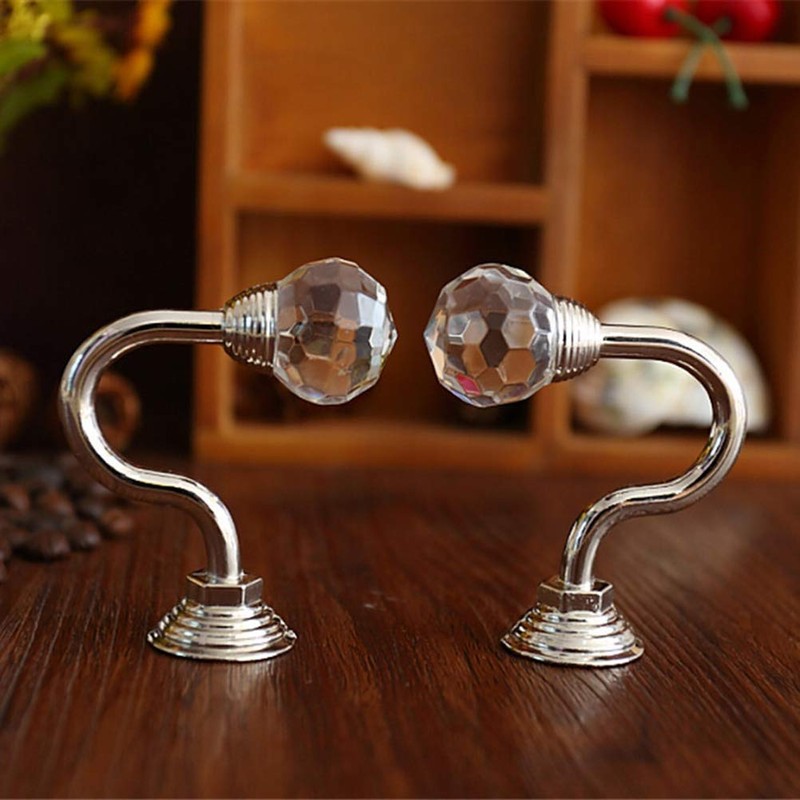 IMIKEYA 4 Pcs Clear Crystal Curtain Rope Holdbacks Wall Mounted