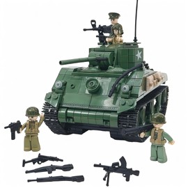 General Jim's 726-Piece M4A1 Sherman Tank Building Block Set - Detailed World War II Model with Rotating Turret, Printed Instructions, Compatible with Major Brands