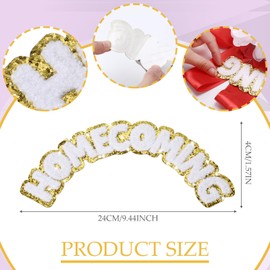 Fanfanwin Homecoming Mum Supplies Chenille Embroidered Self Adhesive Letter Patches Back to School Week Mum Backer DIY Crafts(Gold)