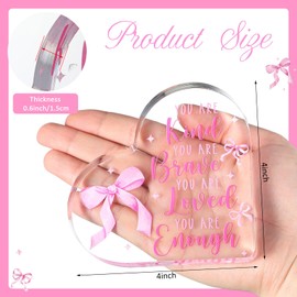 Kathfly Coquette Pink Bow Room Decor Inspirational Pink Bow Acrylic Keepsake for Girl Women Cheer up Gift Graduation Birthday Day