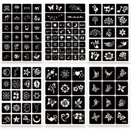 ChurlChurl 575pcs Temporary Tattoo Stencil Kit - 20 Sheets Henna Tattoo for Women, Girls, Kids and Boys - Face Body Paint DIY Art Reusable Glitter Tattoo Pack