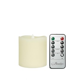 Stonebriar 3 Count Ivory Real Wax 3x3 Flameless LED Pillar Candles with Remote and Timer