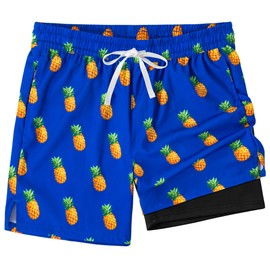 XOMZG Men's Swim Trunks Quick Dry Beach Shorts with 2 in 1 Compression Liner and Pockets Board Shorts