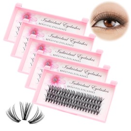 Dedila 8/10/12/14/16/17/18/20mm 60pcs 20 Root Grafting Individual False Eyelashes Mink Natural Long Eye Lashes Cluster Extension Makeup Beauty Fake Eyelash (5Boxes-14mm)