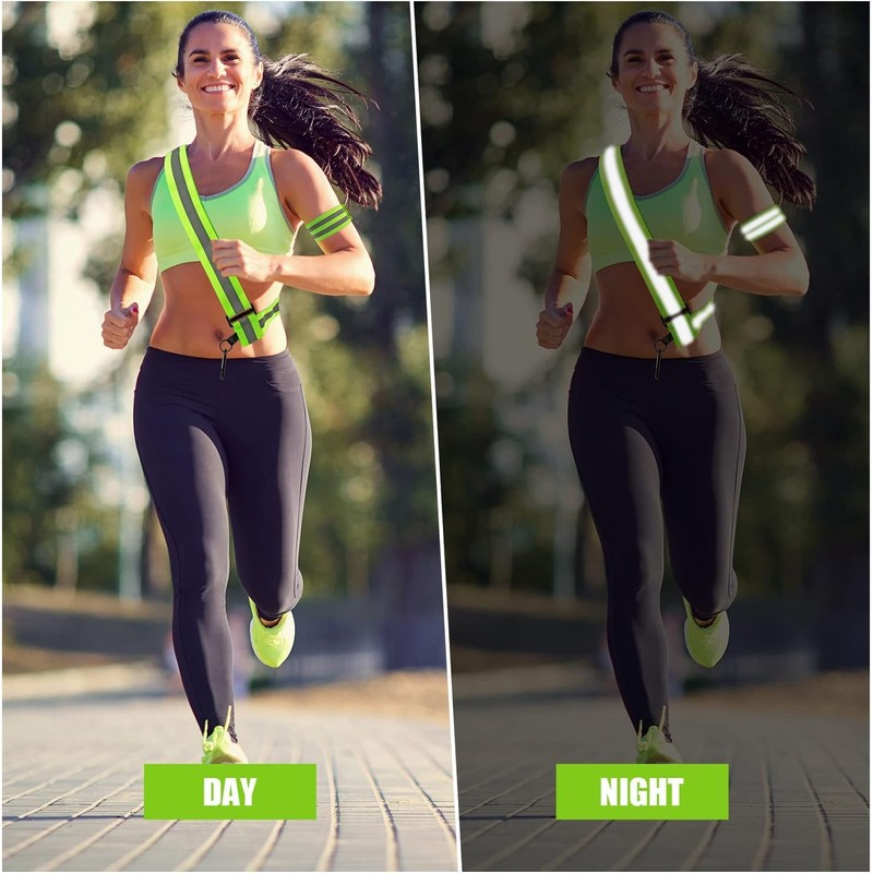 Reflective Running Gear, High Visibility Safety Reflective Sash with Buckle,