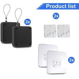 CAM2 Automatic Door Closer, Pack of 2, Automatic Door Closer with Sensors, No Holes, with Drawstring, Door Closer, Automatically Closes Most Doors