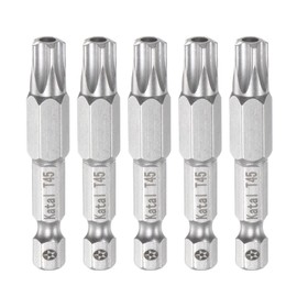 HARFINGTON 5pcs T45 Star 5 Point Screwdriver Bit 1/4" Hex Shank 2" Length Magnetic Security Torx Head Screw Driver
