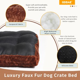 GDBAE Dog Crate Bed 36 x 24 Washable Thick,Crate Bed 36 Inch Inside for Kennel Cage House Travel,Crate Beds for Medium Dogs Soft Flat Comfy Fluffy Cozy Cute for Calming Brown