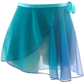 TACKTIMES Women Gradient Chiffon Ballet Wrap Skirt Asymmetric Dancing Skate Over Scarf Lyrical Dance Costumes Tutu Skirts (CA/US, Alpha, One Size, Regular, Regular, Green)