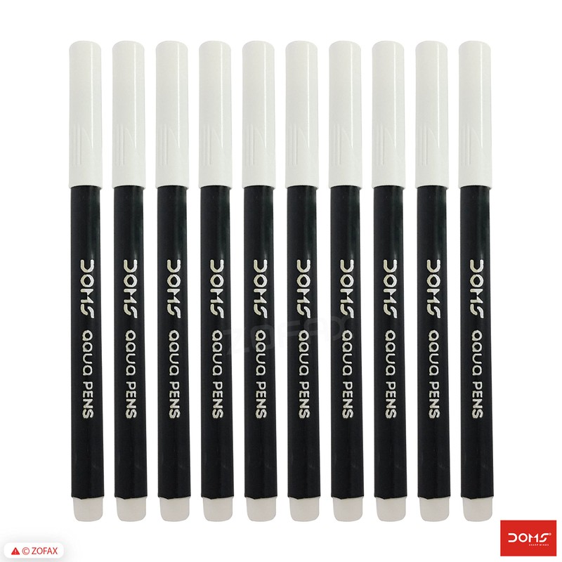 Doms Aqua Felt Tip Pens, BLACK, Pack of 10, Fibre