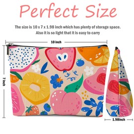 XFN Aesthetic Fruit Makeup Bag, Fruit Lovers Gifts Cosmetic Bag Travel Pouch, Friendship Gifts for Women Girls Daughter Sisters Niece Mom Best Friends Bestie Graduation Birthday Gifts