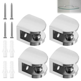 keyxer 4 Pieces Stainless Steel Glass Shelf Brackets, Adjustable Glass Clamp, Zinc Alloy Glass Shelf Clamp, Suitable for 6-8mm Thick Glass and Acrylic Glass Fixing, Comes with Screws