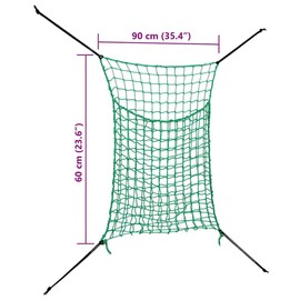 vidaXL Hay Nets Pack of 2, Hay Net, Rectangular, Foldable, Food Saving Net for Horses, Pony, Feeding Net, Hay Bag, Green Polypropylene