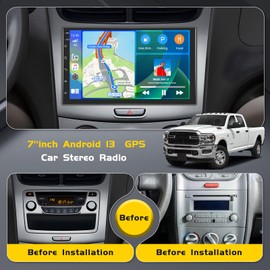 Inefala 4G + 64G 7 Inch Touchscreen Car Radio 2 DIN Android 13 with Wireless CarPlay Android Car Radio Bluetooth 2 DIN Android with GPS WiFi RDS DSP USB SWC Rear Camera MIC