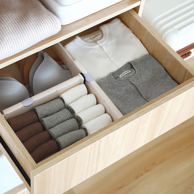 AFLOS Adjustable Drawer Divider, Drawer Divider Organisers, Plastic Drawer Organisers