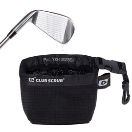 Club Scrub Pro Golf Club and Golf Ball Cleaning Bag, Waterproof Clean Face Technology Liner, Perfectly Dry Microfiber Exterior, Detachable Clip, Machine Washable, Cleans Club Grooves, Black Pro