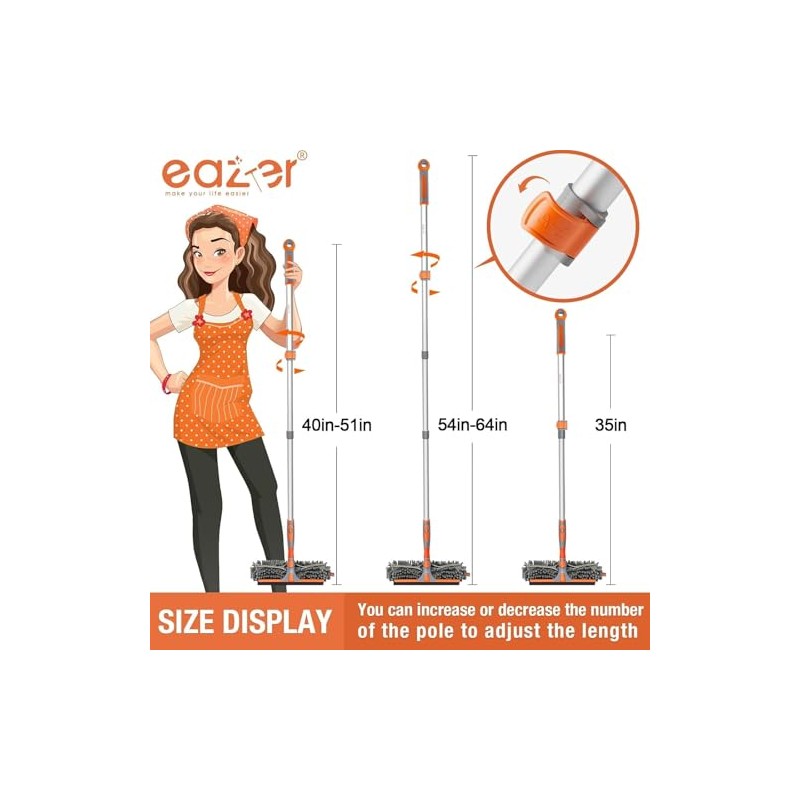 Eazer 2-in-1 Window Cleaner Tool, 64'' Window Squeegee for Home,