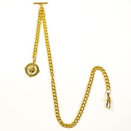 YECSOSS Men's Pocket Watch Chain Albert Vest Chain Compass Necklace Pendant Design Pendant T Bar