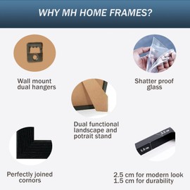 MH Home Photo Frame, Picture Frame, Certificate Frame, Freestanding & Wall Mountable (Walnut, A4 (21 x 30 cm))