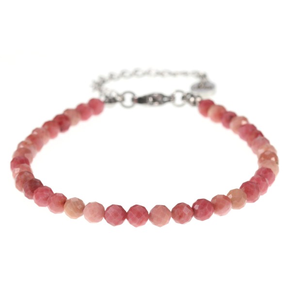 Genuine Gemstone Bracelet with Faceted 4 mm Beads – Adjustable