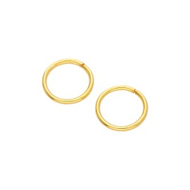 Gold-Plated Sterling Silver 8 mm Sleeper Hoop Earrings, Sterling Silver