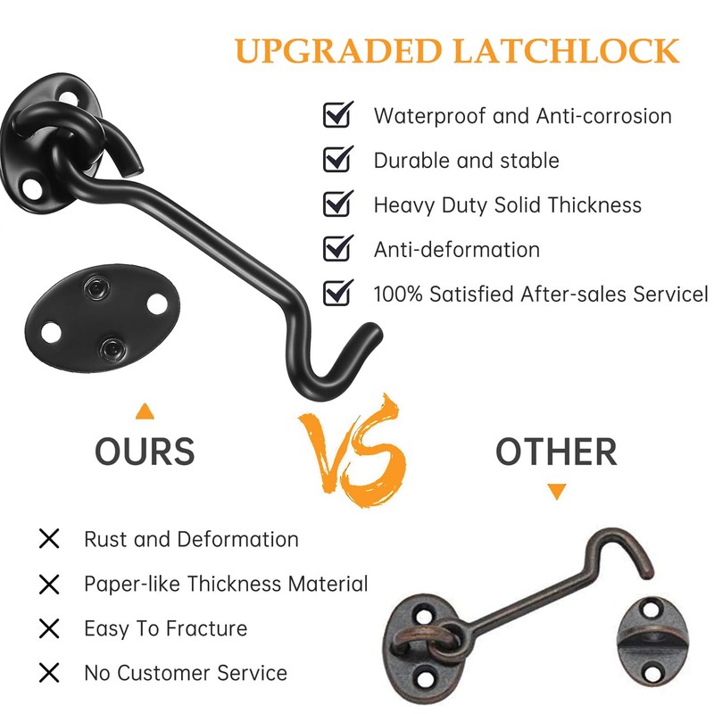 ZiYuya Hook and Eye Latch, Stainless Steel Gate Hook Cabin