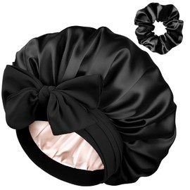 YANIBEST Silk Satin Bonnet for Sleeping Double Layer Hair Bonnet with Elastic Tie Band for Curly Natural Hair