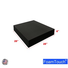FoamTouch 6" Thick, 20" Long x 20" Wide Charcoal High Density Foam, Square Charcoal Foam Ideal for Foam Padding, Seat Replacement, Chair Cushion Replacement, Wheelchair Seat Cushion and More