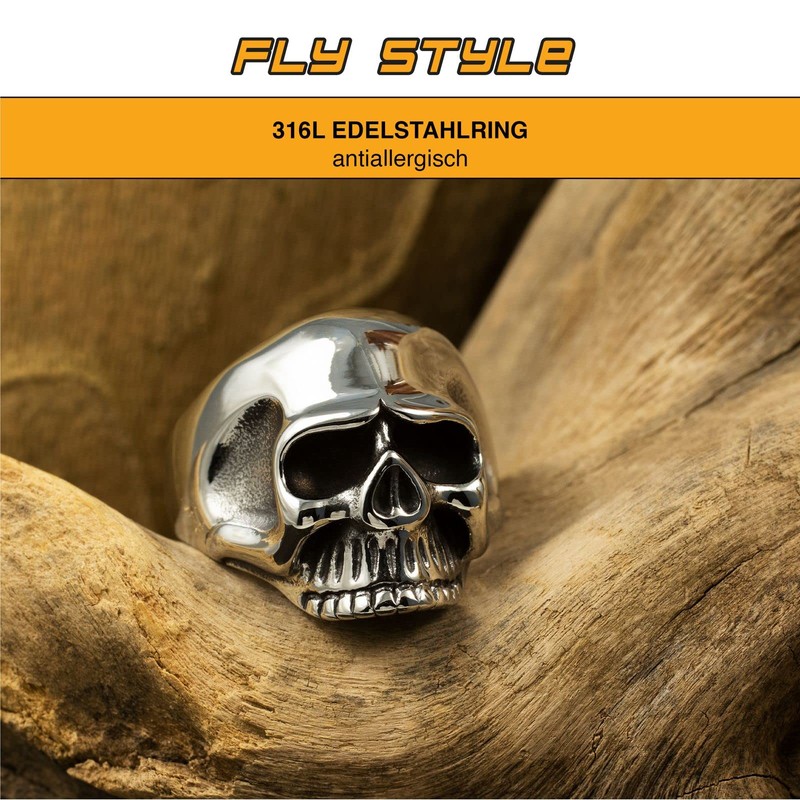 Fly Style; Men's Skull Ring; Stainless Steel; Keith Richards, Stainless