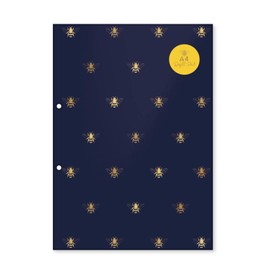 A4 Refill Pad Notepad Notebook Busy Life Bee Design Navy Gold Colour 100 Sheets
