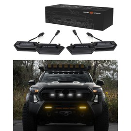 Seven Sparta 4 PCS Grill Led Lights with Fuse Adaptor Compatible with 2024-2025+ Toyota Tacoma TRD OEM Front Grille, including Sport, Off-Road, PreRunner, except TRD Pro (White Light with Black Shell)