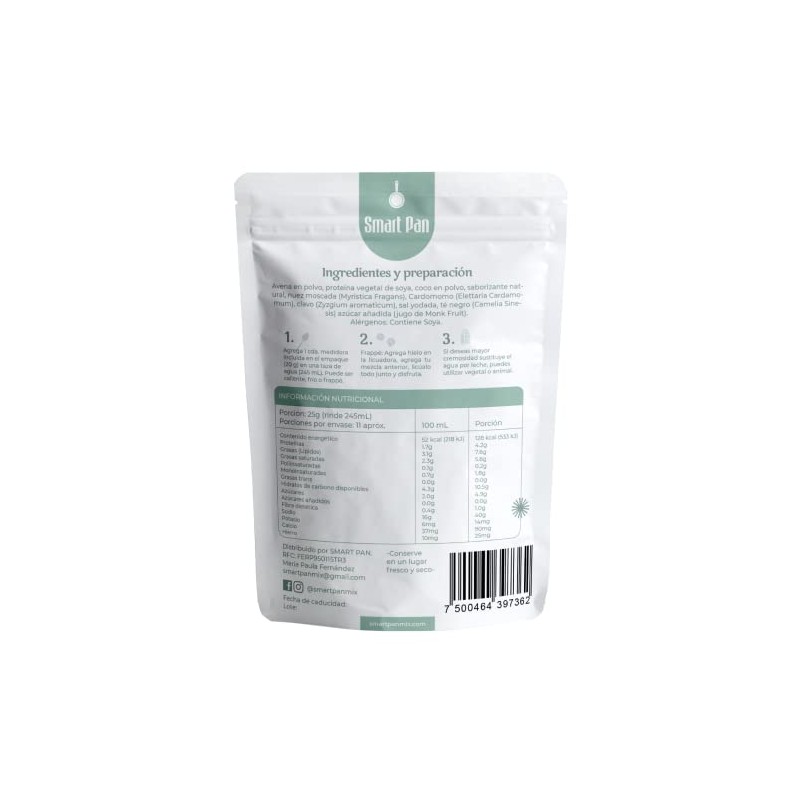 Chai latte - Sin azúcar, Sin gluten, Vegano, 100% Natural,