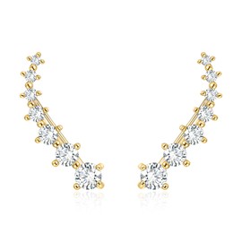 EVER FAITH Ear Cuff Ear Climber 925 Sterling Silver Hypoallergenic Cubic Zirconia Ear Sweep Earrings, Sterling Silver Cubic Zirconia