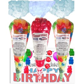 Best Daughter Happy Birthday Series 12 Flavor Gummi Gummy Bears And Sour Cherry Balls (NET WT 32 OZ) (Pack of 3) In 1 Box Gourmet Kruise Signature Gift Bags