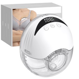 LAMSUET Hands-Free Breast Pump, Strong Suction Wearable Breast Pump with 4 Modes & 12 Levels (White, 1 Pack)