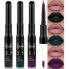 evpct 3Pcs Dark Black Green Purple Matte Lip Liner and