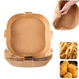 Square Air Fryer Parchment Paper Liner Cooking Non-Stick, 6.3 inch-100PCS Disposable Unbleached Air Fryer Liners for 2-5Qt Basket Air Fryer