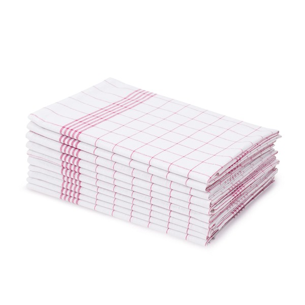 Amago - Pack of 10 Tea Towels, 100% Cotton, 50 x 70 cm, Red