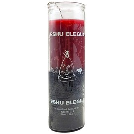 Generic 7 Day Candle Orisha Eshu Elegua - Alleged Red Black Glass Jar Candle