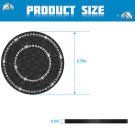 Sandfren Bling Car Cup Holder Coaster, 4PCS Silicone Crystal Rhinestone Anti Slip Vehicle Drink Mat, Soft Automotive Interior Water Bottle Pad Accessories, Universal for SUV Truck (Black/White)