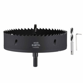 CoCud 5-1/2"(140mm) Hole Saw Kit, M42 Bi-Metal Hole Cutter - for Metal, Wood, Plastic Plate and PVC Board. Black
