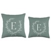 Sage Green Capital Letter E Monogram Initial E Throw Pillow