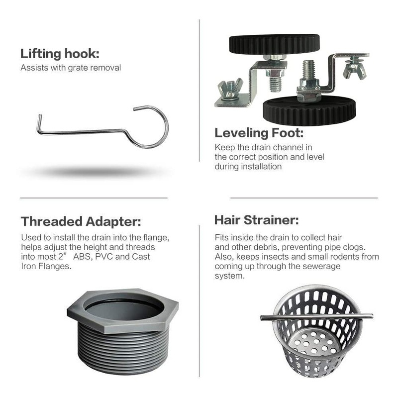 Neodrain 18-Inch Brushed Linear Shower Drain with Removable Quadrato Pattern