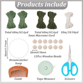 ACRNIGHEET DIY Macrame Kit for Adults Beginners Handmade Green Leaves Tree of Life DIY Boho Macrame Wall Hanging Ornaments with Macrame Supplies Macrame Wall Hanging Kit for Home Decor