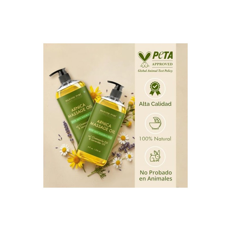 Majestic Pure Arnica Aceite de masaje para hombres y mujeres,