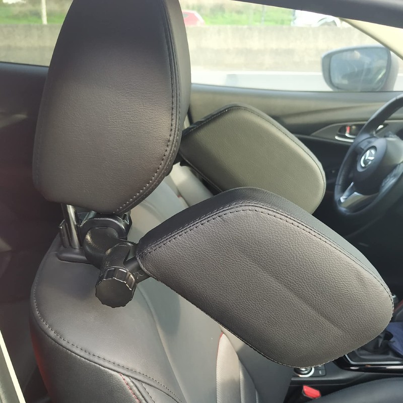 LED ATOMANT Leather Car Headrest Neck Cushion Adjustable Car Seat