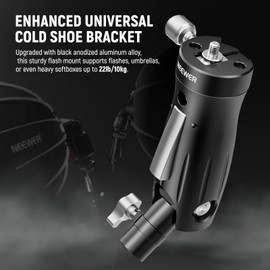 NEEWER Cold Shoe Flash Bracket Mount with Pistol Handle Grip, 1/4" Screw Universal Light Stand Adapter for Off Camera Flash Speedlite/Umbrella/Softbox, Quick Setup/Lock, 360° Swivel & 90° Tilt, GM14