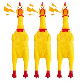 ZcrPrn Rubber Chicken, 3 Pcs Yellow Rubber Screaming Chicken Toy, Novelty and Durable Toys for Kids and Dogs, Funny Squeaky Decompression Toy
