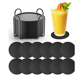 Summala 12 Piezas Portavasos para Mesa con Soporte, Posavasos de Bebida de Silicona Redonda, Coasters Resistentes Al Calor, Gran Regalo de...         