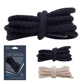 NODC Classic Cotton Rope Shoelaces, Shoelaces, 47.2 inches (120 cm), 55.1 inches (140 cm), Cotton Shoelaces, Flat Laces, Black